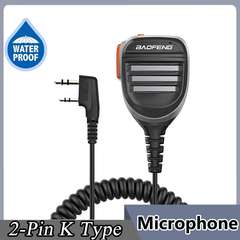 Baofeng UV-5R PTT 방수 UV-9R 워키 토키 스피커 라디오 마이크 Keenwood UV-82 UV16 888S 용 2 핀 유형 핸드 헬드 마이크