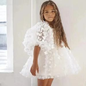 패션 아기 소녀 드레스 나비 퍼프 슬리브 어린이 Tulle 공주 드레스 Vestido Pageant 파티 생일 A3743