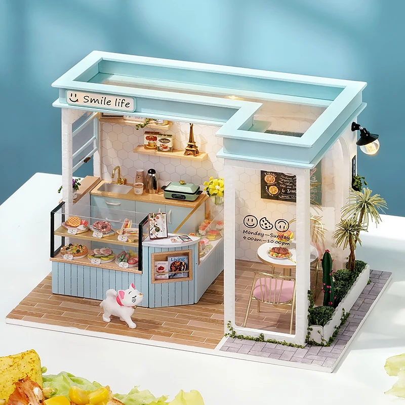 DIY 소형 인형 집 3D 퍼즐 빌딩 조립 키트 방 장난감 만들기 홈 침실 장식 가구 인형 집