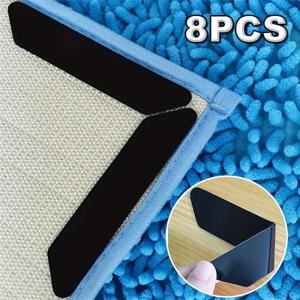 16/8pcs 카펫 미끄럼 방지 스티커 재사용 가능한 빨 수있는 안티 컬링 카펫 패치 고정 스티커 바닥 깔개 매트 테이프 그리퍼 코너 패드