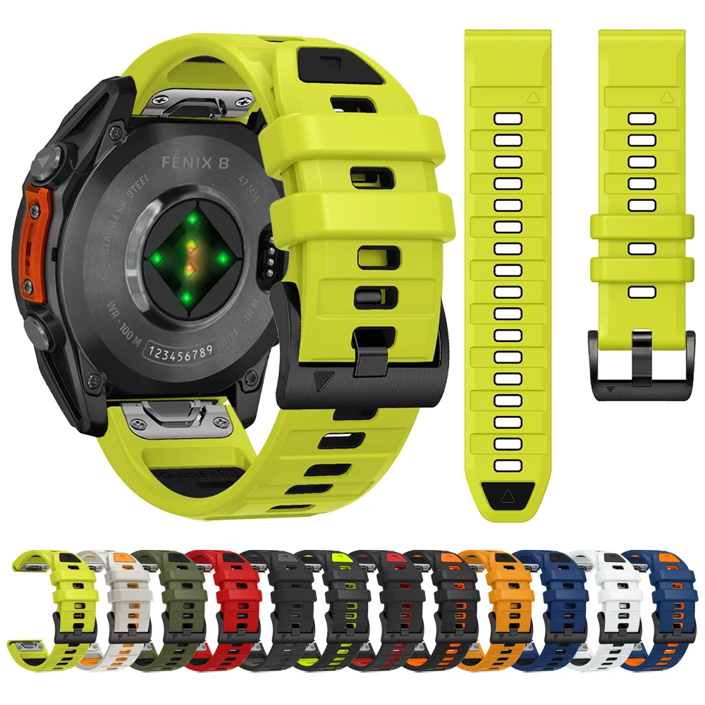 가민 Fenix 8 47mm 51mm E 7 7X 6 6X 5 5X/Epix Pro/Enduro 3 QuickFit 22mm 26mm 실리콘 스트랩 팔찌용 Fenix8 시계줄