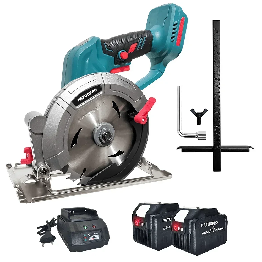 PATUOPRO 6 인치 브러시리스 원형 톱 소형 전기 톱 목재 금속 세라믹 타일 커터 Makita 18V 배터리 용 전동 공구