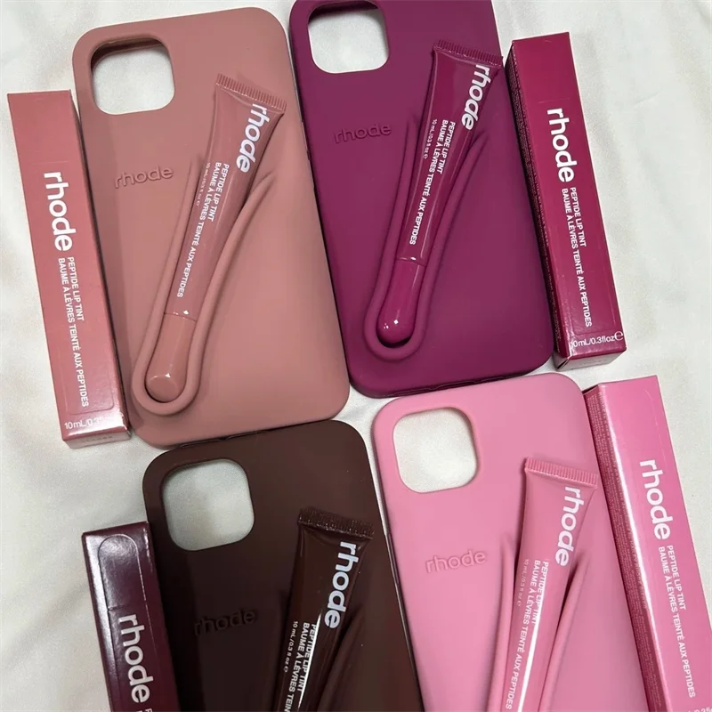 럭셔리 로드 DIY 립스틱 소프트 실리콘 케이스 for iPhone 16 15 13 11 14 12 Pro Max Plus 휴대용 립글로스 홀더 Ins 전화 커버