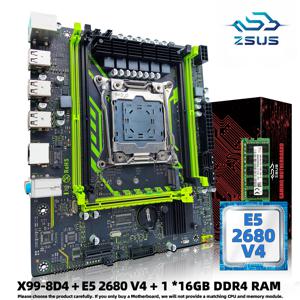 ZSUS X99-W 마더보드 세트 키트(LGA2011-3 Xeon E5 2680V4 CPU DDR4 16GB(1*16GB) 2133MHZ RAM 메모리 NVME M.2 SATA 포함)