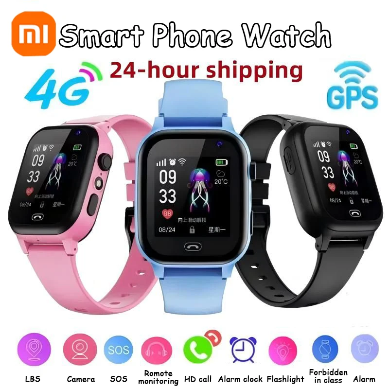 Xiaomi Kids Smartwatch 4G Wifi SOS GPS 위치 영상 통화 아날로그 카드 방수 시계 카메라 소년 소녀 업그레이드 새 시계