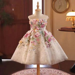 Jill Wish J404A 꽃 꽃 소녀 드레스 레이스 꽃 민소매 공주 유아 어린이 결혼식 1 생일 미인 대회 파티 가운