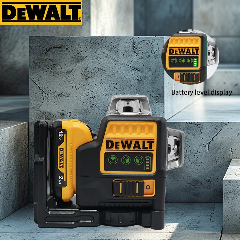Dewalt DW089LG 12 라인 레이저 레벨 수평 녹색 빛 레벨 미터 야외 3면 * 360 수직 12V 리튬 배터리