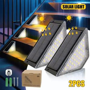 1/2/4pcs LED 태양 계단 빛 3000K 방수 야외 정원 통로 안뜰 테라스 난간 단계 빛 조경 조명