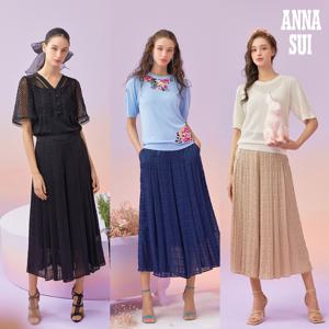 [최초가 99000원] ANNA SUI 메탈 체크 쉬폰 와이드 팬츠