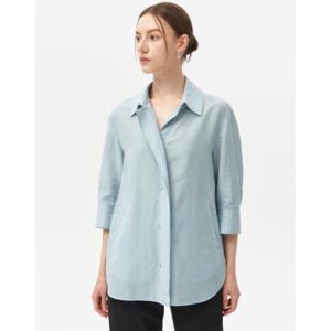 닥스 여성 24SS 추가특가블루 닥스자수포인트 실크혼방 아우터형 셔츠 DLSH4B401B1