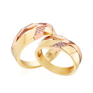 [비앤비골드] 14K 러브 사선 크로스 커플링 반지 세트 RCS38774