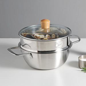 쿡코 스텐 찜기 라면냄비 세트(20cm)