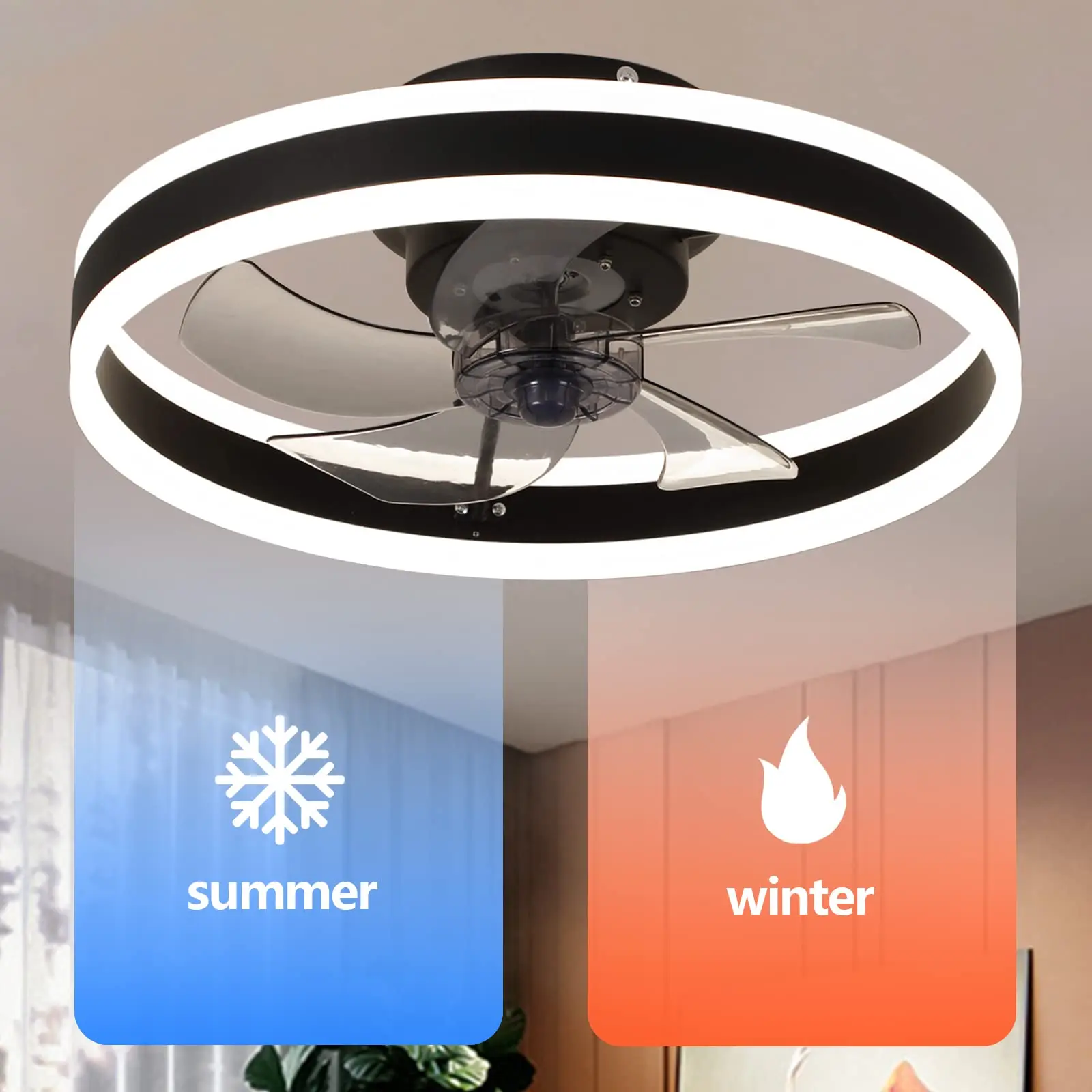 무소음 LED 조도 조절식 천장 선풍기 (조명 포함), 모던 리모컨 선풍기, 침실 서재 다이닝룸