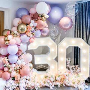 LED 조명 거대한 생일 피규어 숫자 풍선 채우기 상자, 첫 번째 생일 파티 장식, 성인 아이 베이비 샤워 웨딩 장식, 30, 40, 50