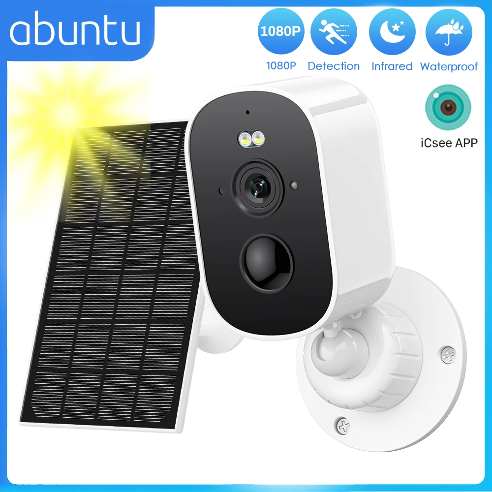 1080P WiFi 카메라 태양 야외 무선 배터리 구동 총알 보안 카메라 PIR 모션 알람 클라우드 스토리지 양방향 오디오