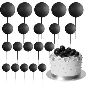 다채로운 공 모양 케이크 토퍼, 진주 공 컵케이크 케이크 삽입 토퍼, 생일 파티 웨딩 장식, 20 개