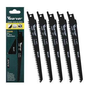 Vearter S644D 5 개/대 6 인치 왕복 톱 블레이드 Bosch Makita Dewalt DIY 도구 용 목재 PVC 절단 용 6TPI HCS 150mm 세이버