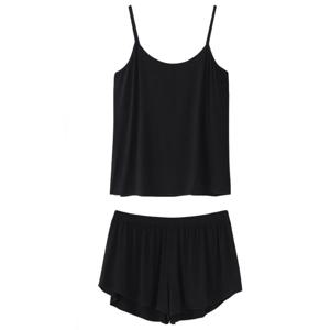 여성 캐주얼 여성 여름 잠옷 세트 섹시한 Nightwear 여성 캐미솔 반바지 Nightclothes 스트랩 블랙 L Xl Xxl 부드럽고 부드러운