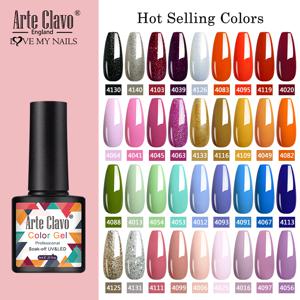 Arte Clavo Gel Varnish Shinning 누드 핑크 컬러 매니큐어 세미 퍼머넌트 하이브리드 UV 젤 매니큐어 스팽글 젤 래커 8ml