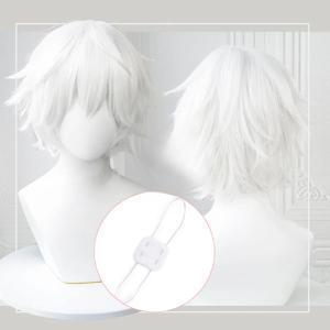애니메이션 Kaneki Ken 코스프레 가발 짧은 흰색 털이 가발 눈 패치 내열성 합성 헤어 파티 역할 놀이