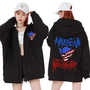 Cody Rhodes American Nightmare 로고 지퍼 후드 남성 하라주쿠 힙합 빈티지 자켓 스웨트 캐주얼 플리스 지퍼 업 까마귀
