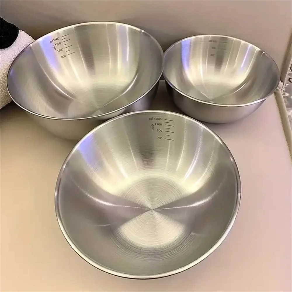 17/19/22CM 스테인레스 스틸 샐러드 그릇 계란 밀가루 혼합 분지 과일 야채 국수 컨테이너 주방 식기 베이킹 도구