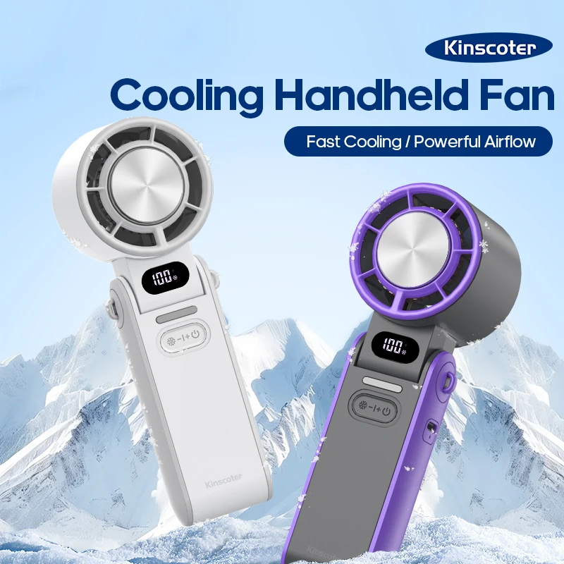 KINSCOTER 야외 접이식 휴대용 선풍기 미니 쿨링 충전식 3600mAh 100레벨 자유 제어 고속 터보 팬 Outdoor Foldable Portable Handheld Fan Mini Cooling Rechargeable 3600mAh 100-level Free Control High Speed Turbo Fan