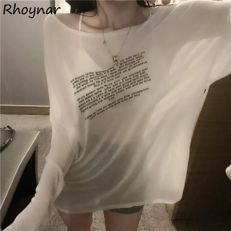 여성용 루즈 티셔츠 편지 패턴 심플한 디자인 한국 스타일 여름 의류 얇은 전 경기 젊은 학생 탑 새로운 유행
