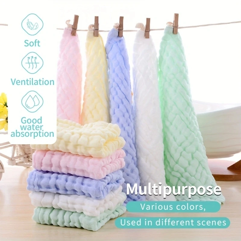 5pcs 100% 코 튼 거 즈 베이비 타월 30*30cm 광장 부드러운 솔리드 컬러 신생아 유아 워시 페이스 핸드 목욕 타월 Bibs 손수건