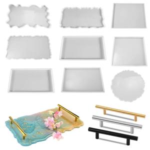 트레이 에폭시 수지 실리콘 몰드 DIY 대형 직사각형 차 접시 코스터 수지 몰드 홈 장식 공예 미술 용품 ​​만들기