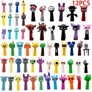 새로운 12PCS 세트 재미 있은 Sprunki Figuras 모델 6-8cm PVC Sprunki 게임 애니메이션 액션 & 장난감 피규어 만화 어린이 생일 선물 완구