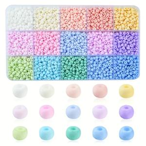 15 그리드 4mm 마카롱 컬러 시리즈 유리 씨앗 비즈 일반 모양 Seedbead 쥬얼리 팔찌 목걸이 만들기 DIY 2250pcs 세트