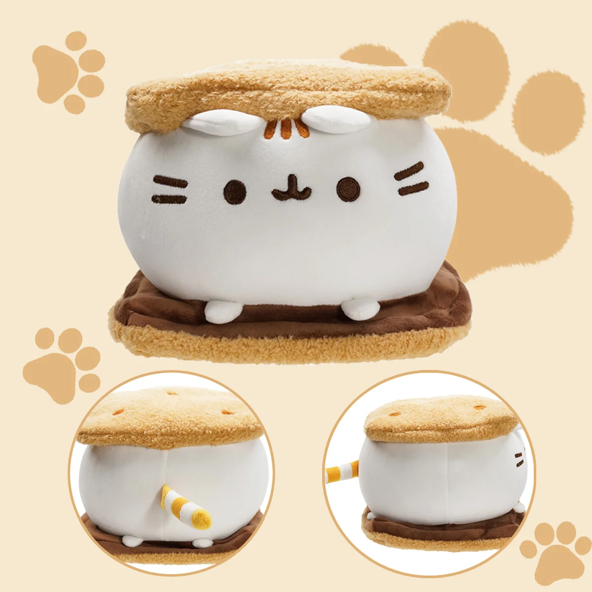 Kawaii 초콜릿 쿠키 뚱뚱한 고양이 플러시 부드러운 인형 동물 베개 동행 수면 장난감 홈 인테리어 장난감 어린이 생일 선물