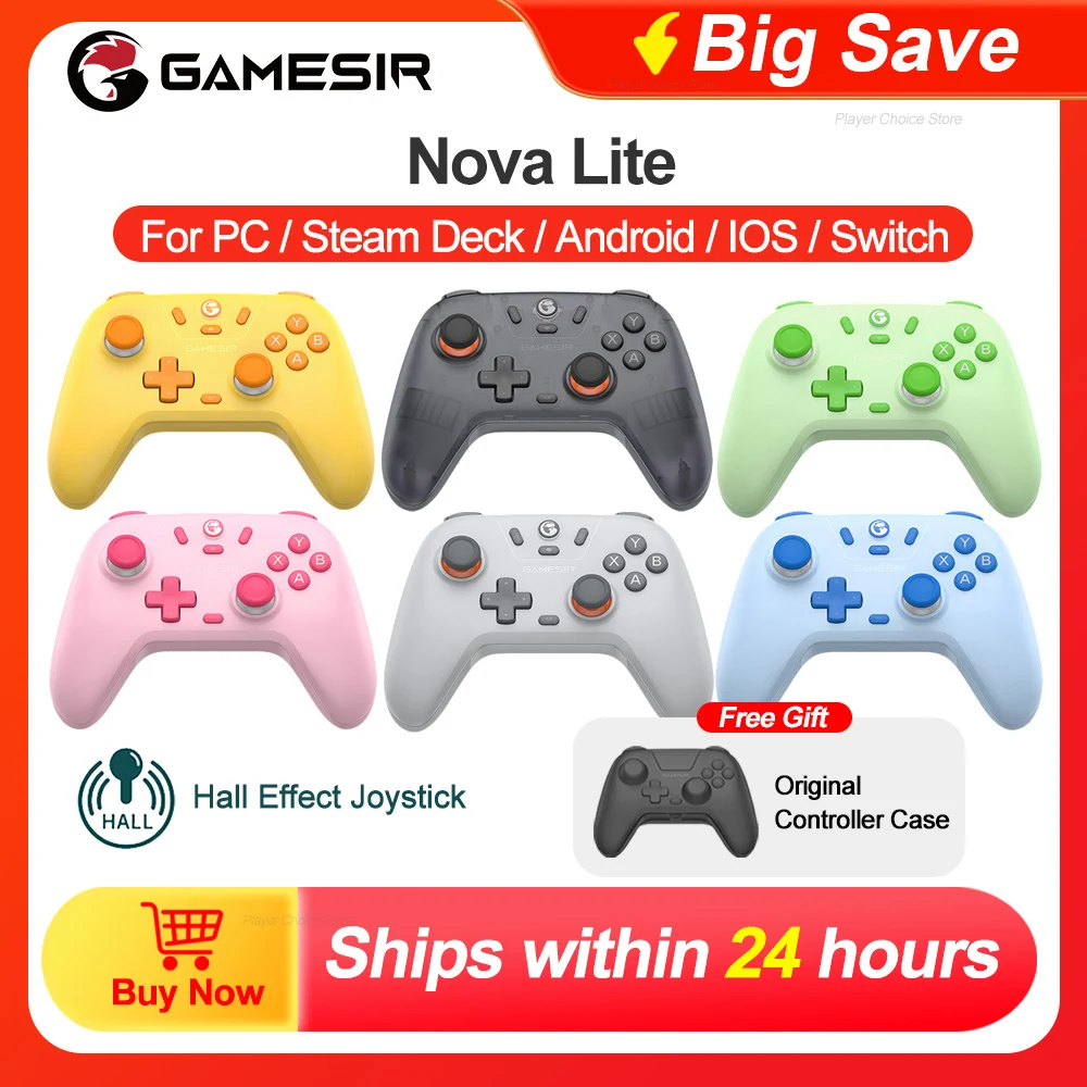 Bluetooth, 동글, 스위치, Android, IOS, PC 및 Steam 게임용 유선 GameSir Nova Lite 무선 게임 패드 컨트롤러