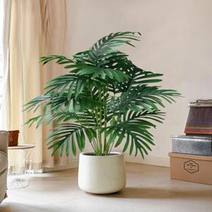 70-80cm 대형 인공 야자수 열대 녹색 잎 가짜 식물 플라스틱 Monstera 가짜 나무 가지 홈 부엌 장식