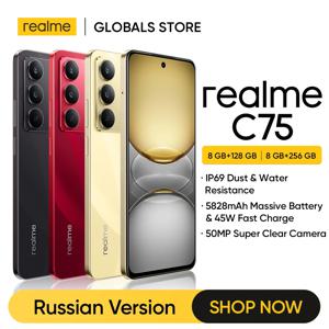 [2025 신규] realme C75 스마트폰 Helio G92 Max 칩셋 45W 충전기 5828mAh 배터리 6.72'' 90Hz 디스플레이 50MP 카메라 NFC IP69