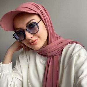 새로운 Musilm 여성 저지 Hijab 기본 볼 캡 포함 여름 스포츠 모자 시폰 HIjabs 착용 준비 즉시 저지 스포츠 HIjabs