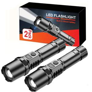고출력 LED 손전등, 충전식 토치, 전술 랜턴, USB 충전, 야외용 초강력 손전등