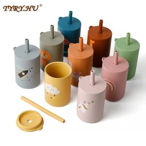 150ML 아기 수유 Drinkware 밀짚 컵 아기 학습 수유 병 Anti-Hot Leakproof 실리콘 식기 유아 물병
