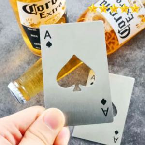 【뜨거운 판매】Ace of Spades 신용 카드 크기 병따개 크리 에이 티브 플레잉 카드 모양의 휴대용 스테인레스 스틸 병따개