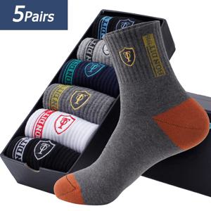 5 쌍 Apring 및 가을 남성 스포츠 양말 여름 레저 땀 흡수성 편안한 얇은 통기성 농구 Meias EU 38-47
