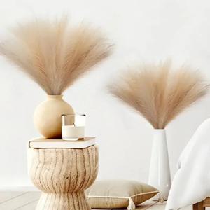 10 개/몫 인공 꽃 푹신한 팜파스 잔디 꽃다발 결혼식 홈 파티 꽃병 장식 Boho 가짜 식물 리드 꽃