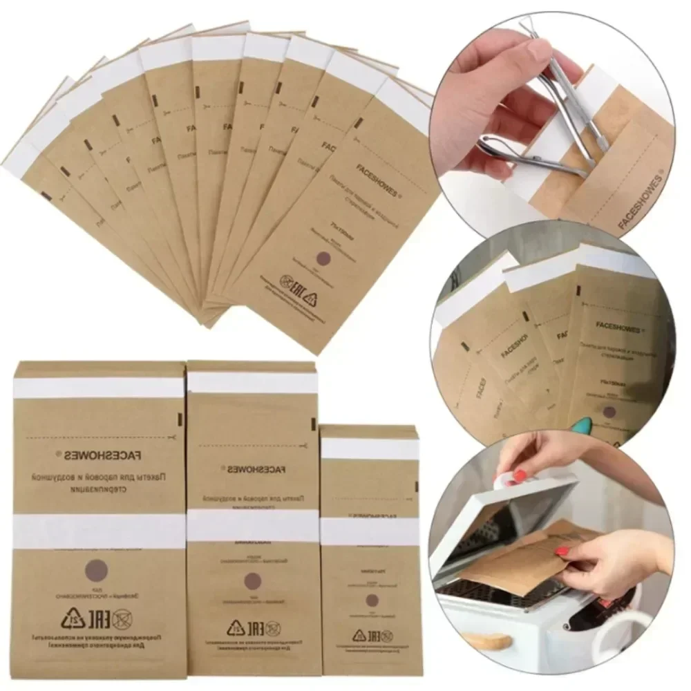 100Pcs 매니큐어 크래프트 가방 네일 아트 살균기 손톱 깨끗한 살균 가방 일회용 매니큐어 용품 UV 소독 도구
