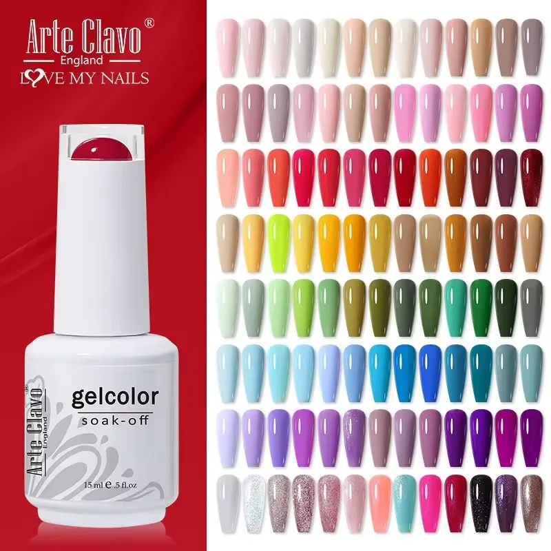 Arte Clavo 젤 매니큐어 15ml 72 색 네일 젤 폴란드어 다채로운 젤 UV LED 젤 네일 아트 DIY 디자인 바니쉬