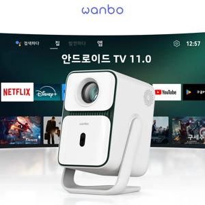 Wanbo T2 Ultra Andorid TV11.0 1080P 프로젝터 지원 4K Proyector 500Ansi 120 °   회전식 Protable 홈 빔 스마트 프로젝터