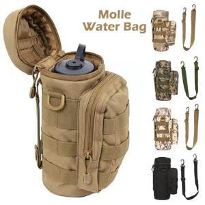 전술 Molle 물병 가방 파우치 홀더 야외 여행 캠핑 하이킹 사이클링 낚시 사냥 물병 주전자 캐리어