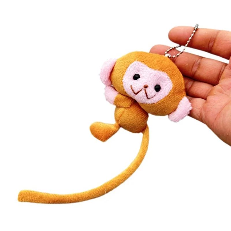 만화 긴 꼬리 원숭이 인형 키 체인 펜던트, DIY 봉제 장난감 인형 키 체인 배낭 펜던트, 어린이 선물 액세서리