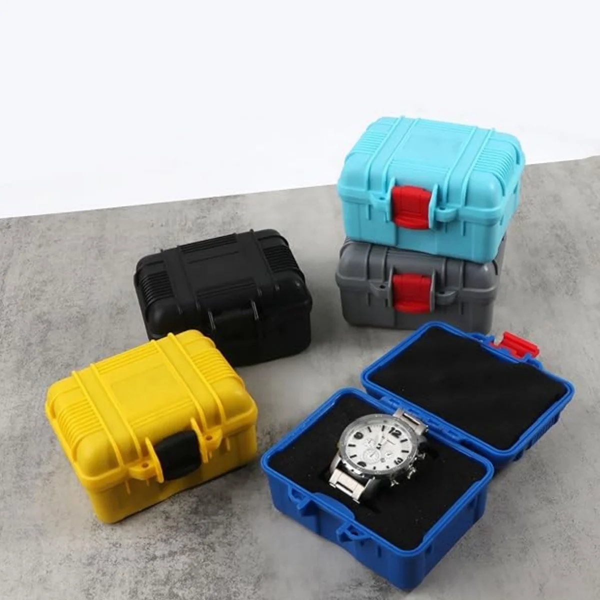125x112x70mm PP 도구 상자 소형 보관 케이스 소형 부품 도구 상자 휴대용 시계 보호용 방습 상자 도구 (면 포함)