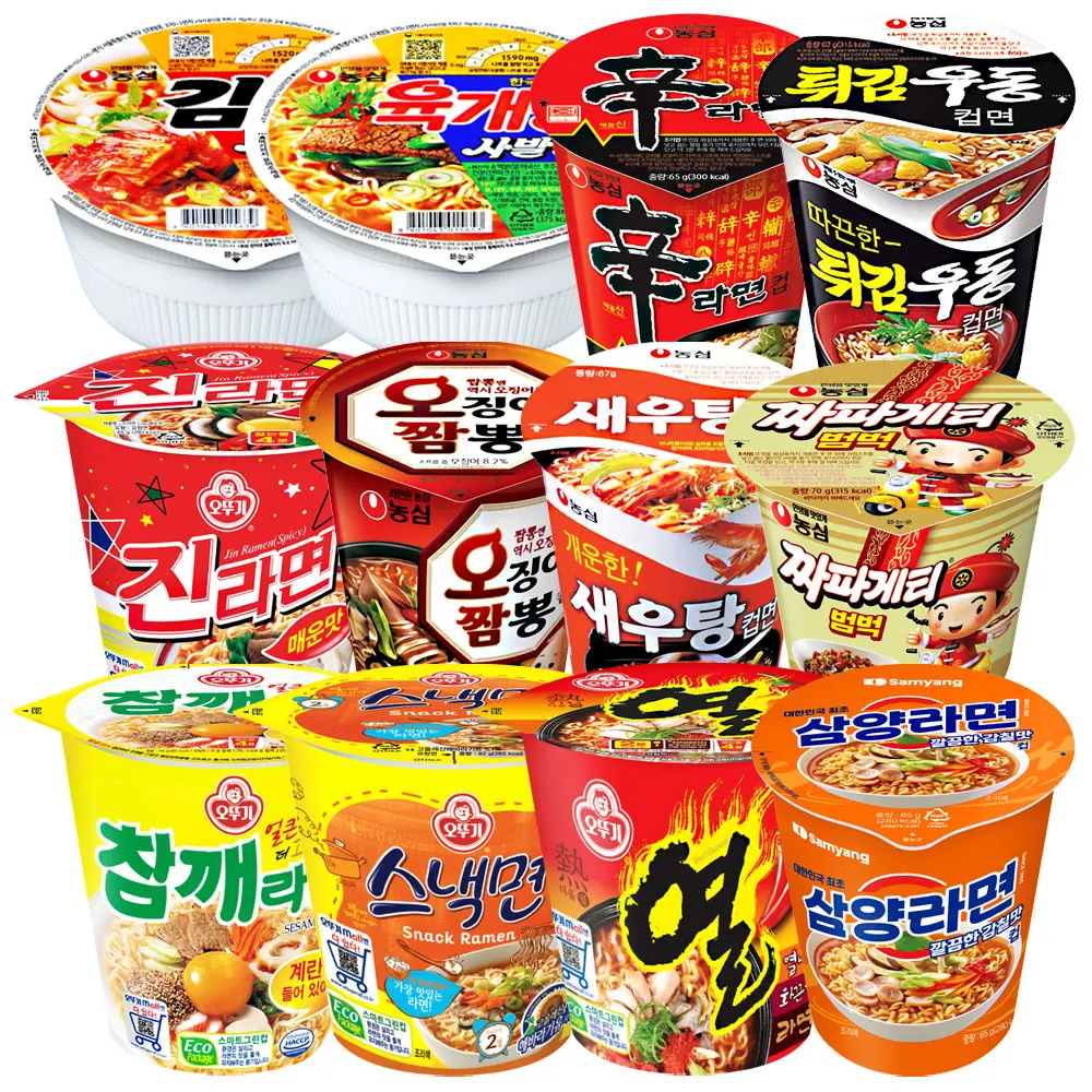 인기 소컵라면 12종(육개장사발면+김치사발면+신라면+진라면매+튀김우동+오짬+새우탕+짜파게티범벅+참깨라면+스낵면+열라면+삼양라면)