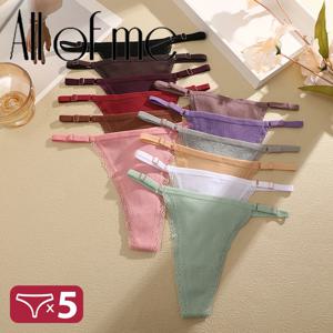 5 개/대 코튼 팬티 섹시한 g-문자열 여성 속옷 T 백 란제리 Femme Underpants Briefs 조정 가능한 허리 끈 팬티